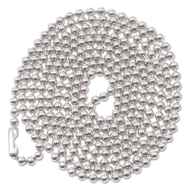 ADVANTUS CORPORATION ID Badge Holder Chain, Metal Ball Chain Fastener, 36" Long, Nickel Plated, 100/Box (AVT75417)