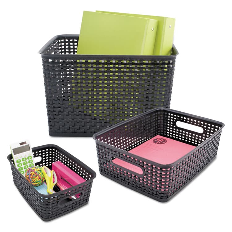 ADVANTUS CORPORATION Weave Bins, 13.88 x 10.5 x 8.75, Black, 2/Pack (AVT40328) thumbnail 2
