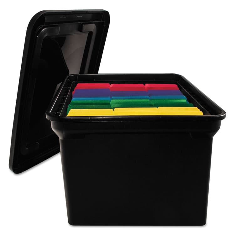 ADVANTUS CORPORATION File Tote with Lid, Letter/Legal Files, 14.25" x 18" x 10.88", Black (AVT34052) thumbnail 2