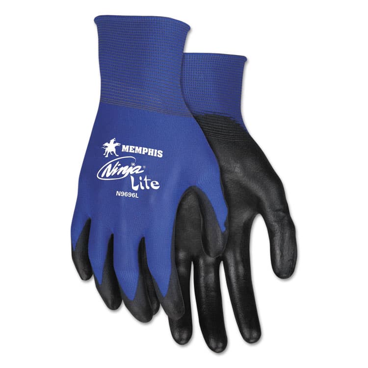 MCR SAFETY Ultra Tech Tactile Dexterity Work Gloves, EN388: 4131, Large, Blue/Black, 12 Pairs (CRWN9696L)
