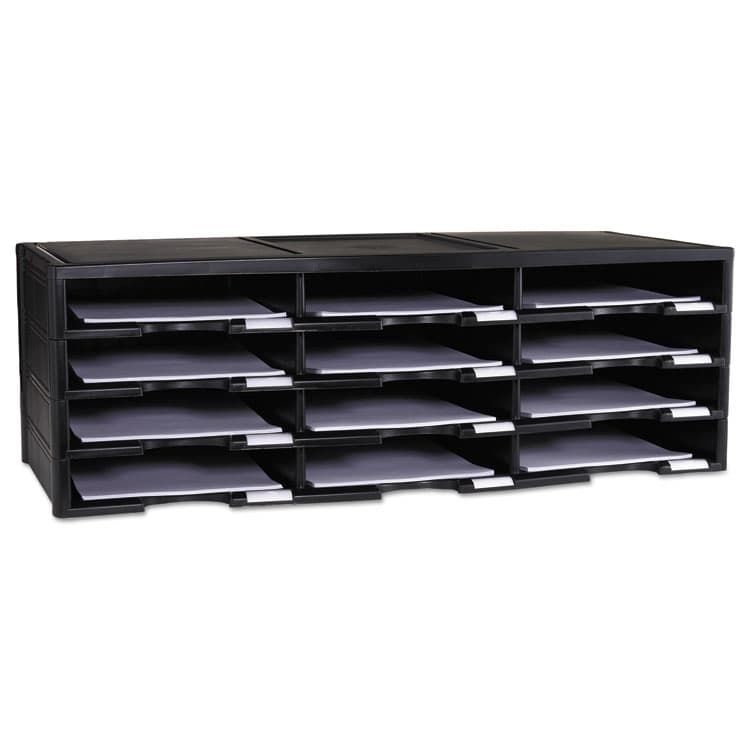 STOREX Storex Literature Organizer, 12 Compartments, 10.63 x 13.3 x 31.4, Black (STX61602U01C)