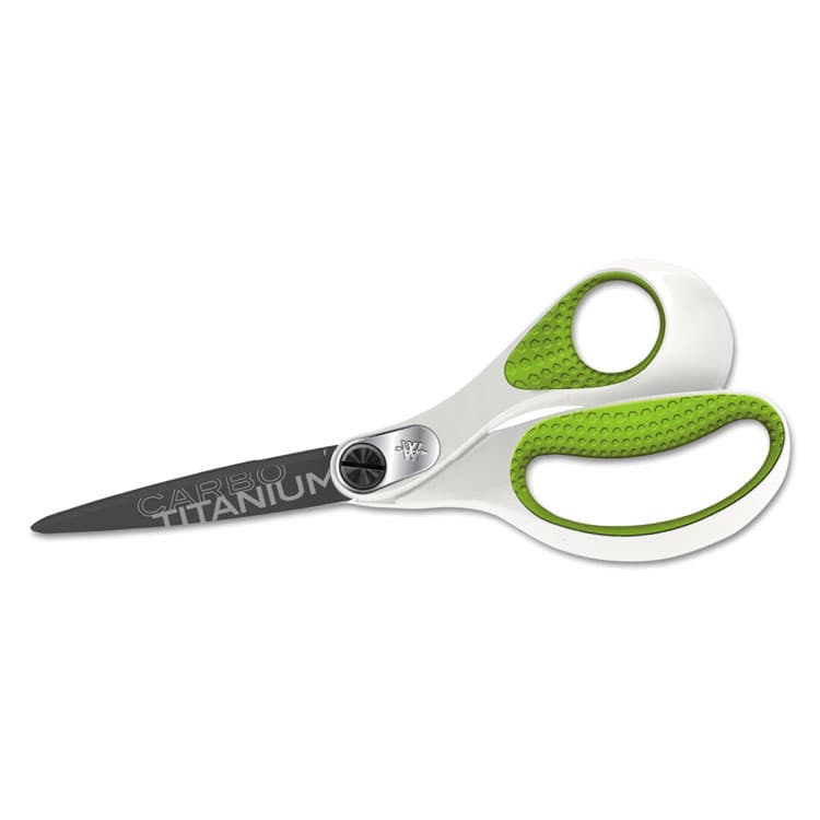 ACME UNITED CORPORATION CarboTitanium Bonded Scissors, 8" Overall Length, 3.25" Cut Length, Straight White/Green Handle (ACM16447)