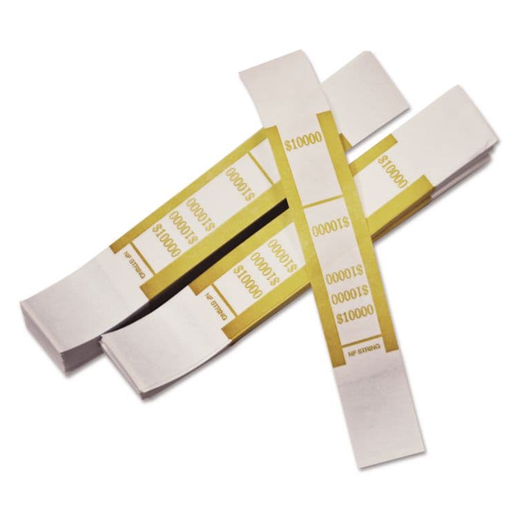 ICONEX Dark Yellow Currency Strap, Self-Adhesive, Hundreds, $10,000 Strap, Mustard/White, 1,000/Pack (ICX94190057)