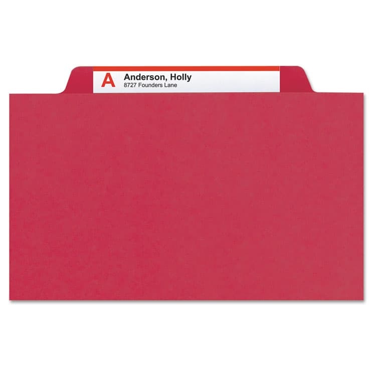 SMEAD MANUFACTURING CO. Expanding Recycled Heavy Pressboard Folders, 1/3-Cut Tabs: Assorted, Letter Size, 1" Expansion, Bright Red, 25/Box (SMD21538) thumbnail 3