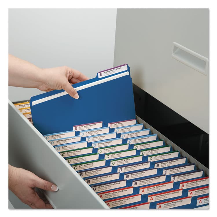 SMEAD MANUFACTURING CO. Expanding Recycled Heavy Pressboard Folders, 1/3-Cut Tabs: Assorted, Letter Size, 1" Expansion, Dark Blue, 25/Box (SMD21541) thumbnail 4