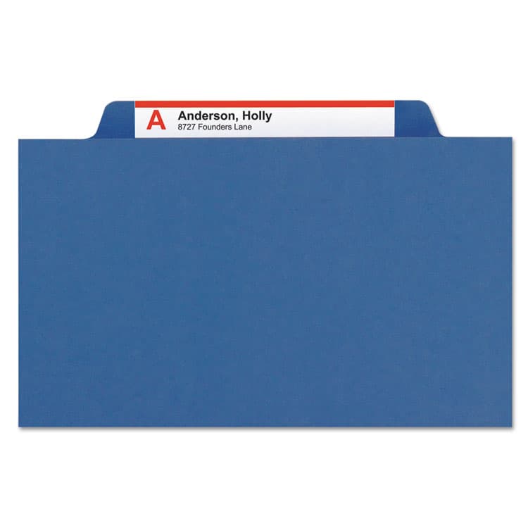 SMEAD MANUFACTURING CO. Expanding Recycled Heavy Pressboard Folders, 1/3-Cut Tabs: Assorted, Letter Size, 1" Expansion, Dark Blue, 25/Box (SMD21541) thumbnail 3