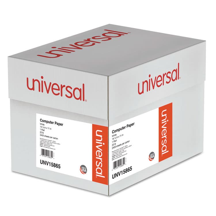 UNIVERSAL OFFICE PRODUCTS Printout Paper, 1-Part, 20 lb Bond Weight, 14.88 x 11, White, 2,400/Carton (UNV15865)