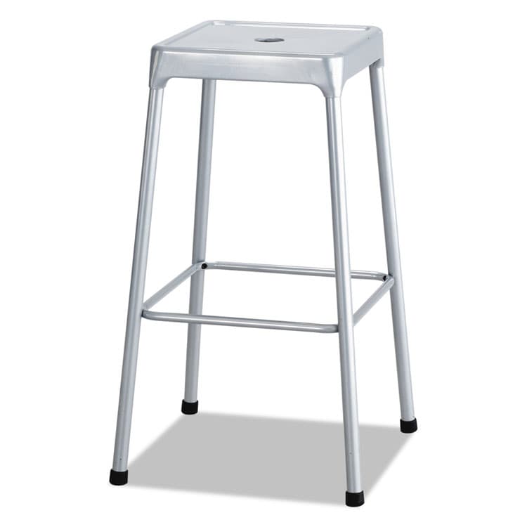 SAFCO PRODUCTS Bar-Height Steel Stool, Backless, Supports Up to 250 lb, 29" Seat Height, Silver (SAF6606SL)