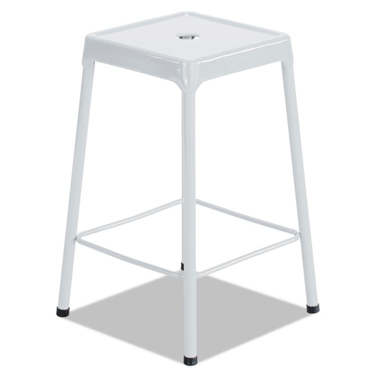SAFCO PRODUCTS Bar-Height Steel Stool, Backless, Supports Up to 250 lb, 29" Seat Height, White (SAF6606WH)