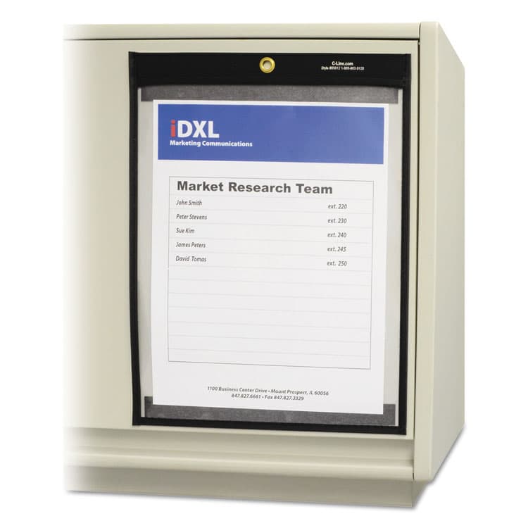 C-LINE PRODUCTS, Magnetic Stitched Shop Ticket Holders, Super Heavy-Duty, Top Load 9 x 12 Insert, Clear Front, Black Border, 25/Carton (CLI85912) thumbnail 2