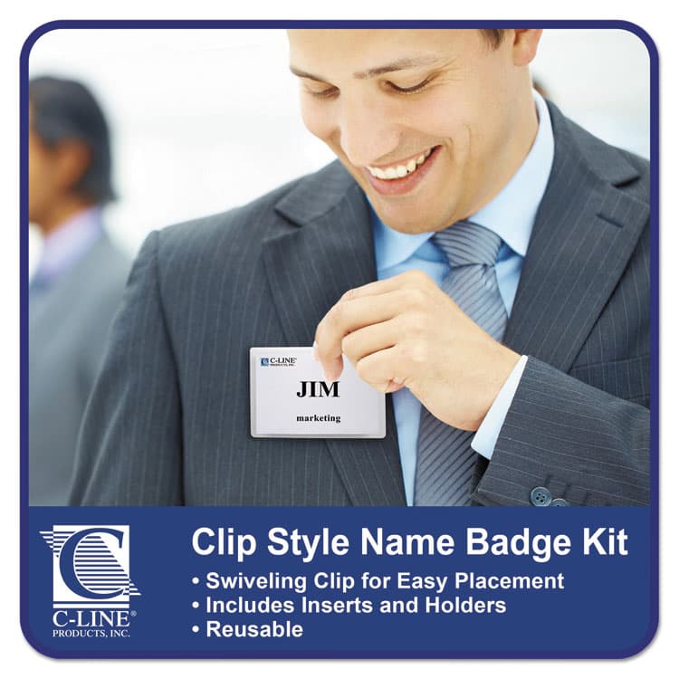 C-LINE PRODUCTS, Name Badge Kits, Top Load, 3 1/2 x 2 1/4, Clear, 50/Box (CLI95523) thumbnail 2