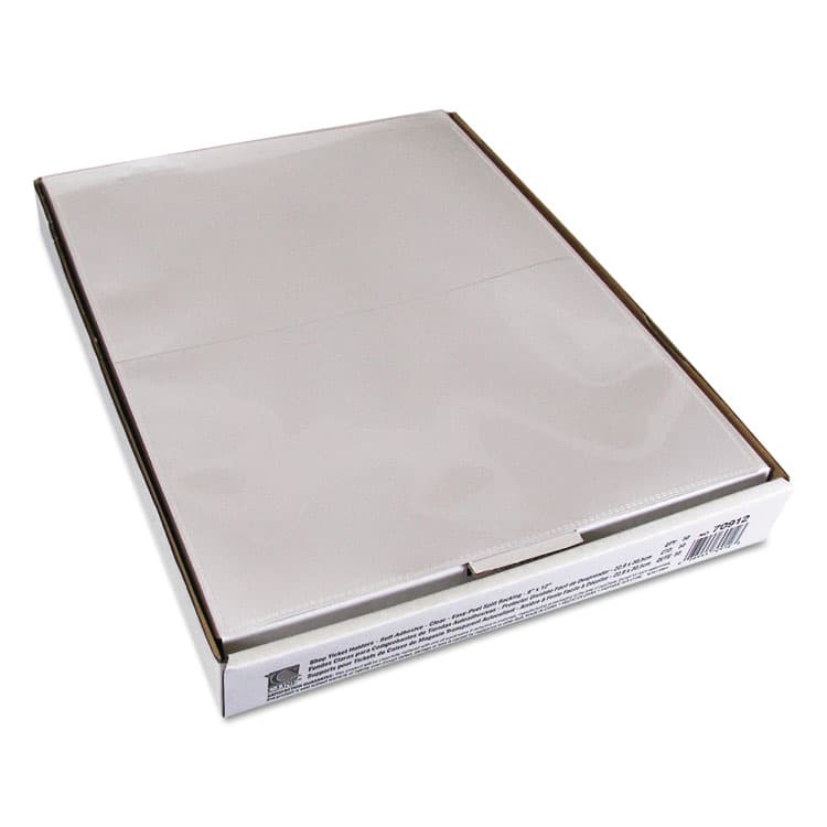 C-LINE PRODUCTS, Self-Adhesive Poly Shop Ticket Holders, Super Heavy-Duty, Top Load 9 x 12 Insert, Clear Front, 50/Box (CLI70912) thumbnail 3