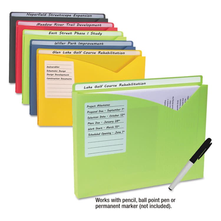 C-LINE PRODUCTS, Write-On Poly File Jackets, Straight Tab, Letter Size, Assorted Colors, 25/Box (CLI63060) thumbnail 3