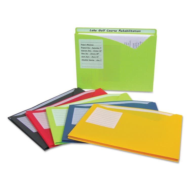 C-LINE PRODUCTS, Write-On Poly File Jackets, Straight Tab, Letter Size, Assorted Colors, 10/Pack (CLI63160) thumbnail 4