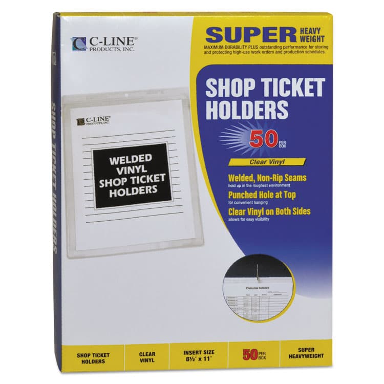 C-LINE PRODUCTS, Clear Vinyl Shop Ticket Holders, Super Heavy-Duty, Top Load 8.5 x 11 Insert, Clear Front, 50/Box (CLI80911) thumbnail 3