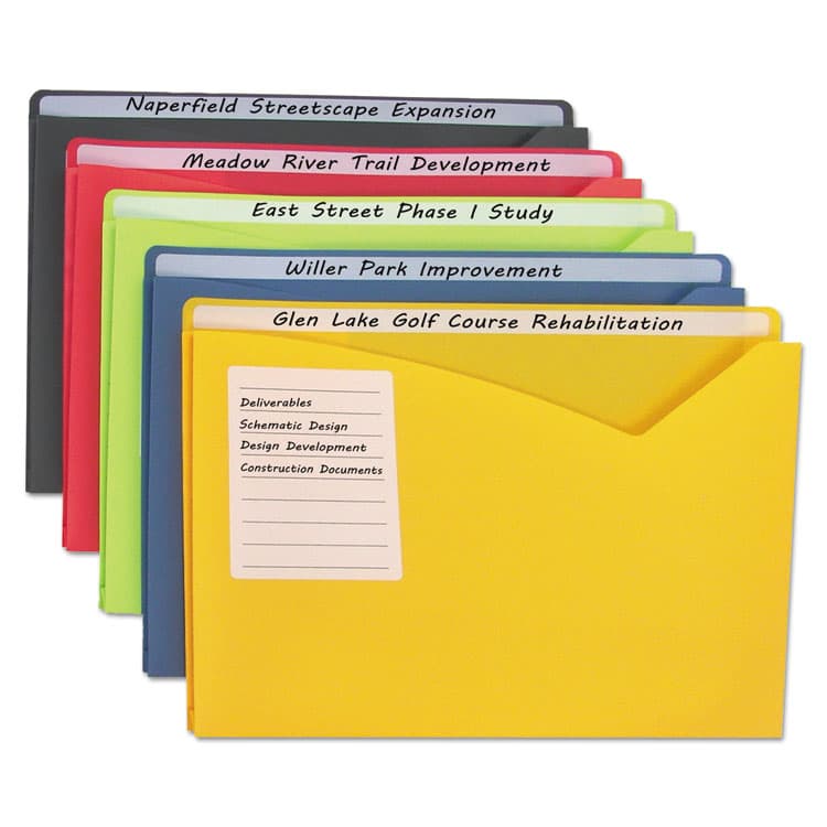 C-LINE PRODUCTS, Write-On Poly File Jackets, Straight Tab, Letter Size, Assorted Colors, 10/Pack (CLI63160) thumbnail 2