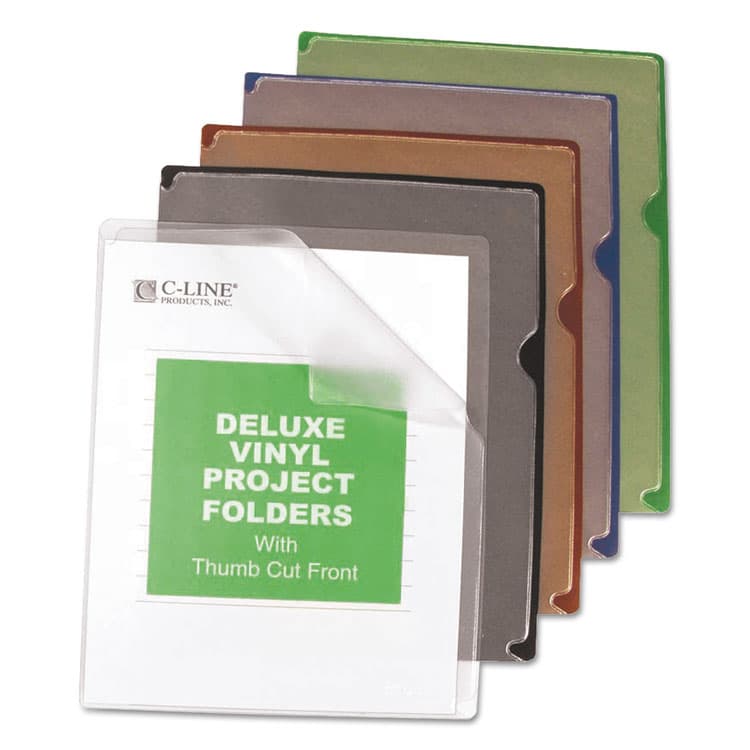 C-LINE PRODUCTS, Deluxe Vinyl Project Folders, Letter Size, Assorted Colors, 35/Box (CLI62150)