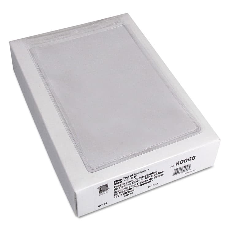C-LINE PRODUCTS, Clear Vinyl Shop Ticket Holders, Super Heavy-Duty, Top Load 5 x 8 Insert, Clear Front, 50/Box (CLI80058) thumbnail 3