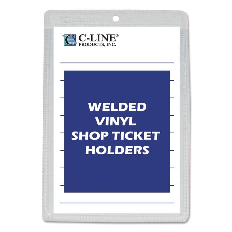C-LINE PRODUCTS, Clear Vinyl Shop Ticket Holders, Super Heavy-Duty, Top Load 5 x 8 Insert, Clear Front, 50/Box (CLI80058)