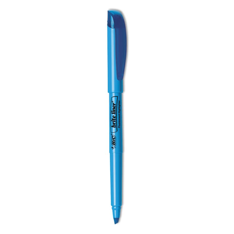 BIC CORP. Brite Liner Highlighter, Fluorescent Blue Ink, Chisel Tip, Blue/Black Barrel, Dozen (BICBL11BE) thumbnail 2