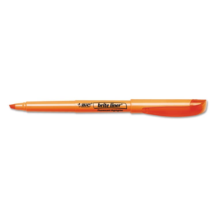 BIC CORP. Brite Liner Highlighter, Fluorescent Orange Ink, Chisel Tip, Orange/Black Barrel, Dozen (BICBL11OE) thumbnail 3