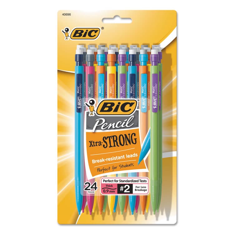 BIC CORP. Xtra-Strong Mechanical Pencil Value Pack, 0.9 mm, HB (#2), Black Lead, Assorted Barrel Colors, 24/Pack (BICMPLWP241)