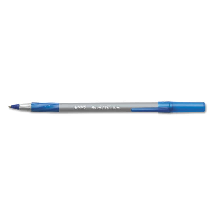 BIC CORP. Round Stic Grip Xtra Comfort Ballpoint Pen Value Pack, Easy-Glide, Stick, Medium 1.2 mm, Blue Ink, Gray/Blue Barrel, 36/Pack (BICGSMG361BE) thumbnail 4