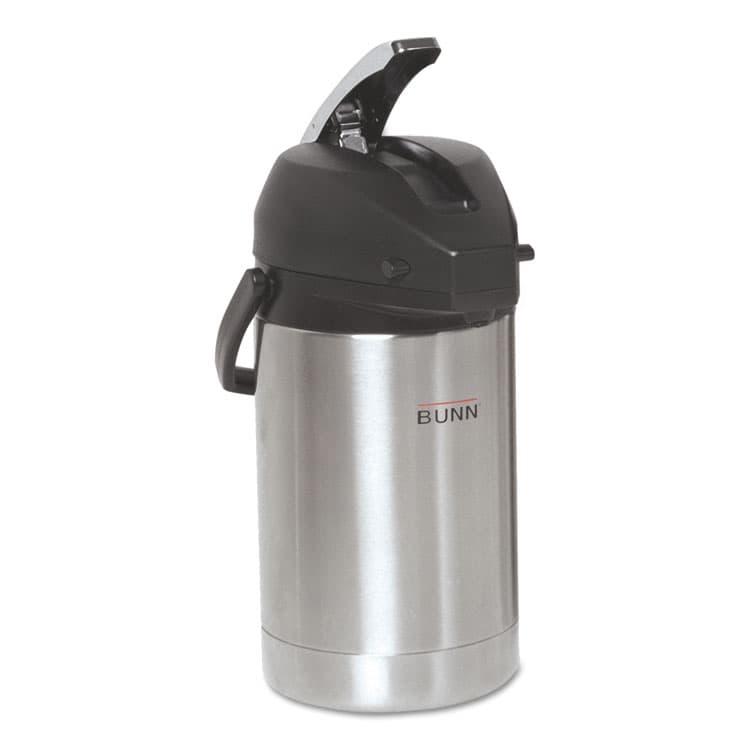 BUNN-O-MATIC Lever Action Airpot, 84 oz, Stainless Steel/Black (BUNAIRPOT25)