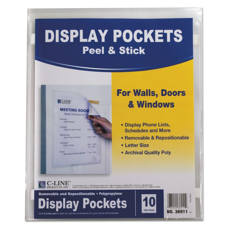 C-LINE PRODUCTS, Display Pockets, 8.5 x 11, Polypropylene, 10/Pack (CLI36911) thumbnail 4