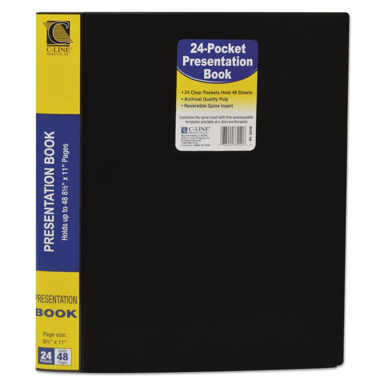 C-LINE PRODUCTS, Bound Sheet Protector Presentation Book, 24 Letter-Size Sleeves, Black (CLI33240) thumbnail 3