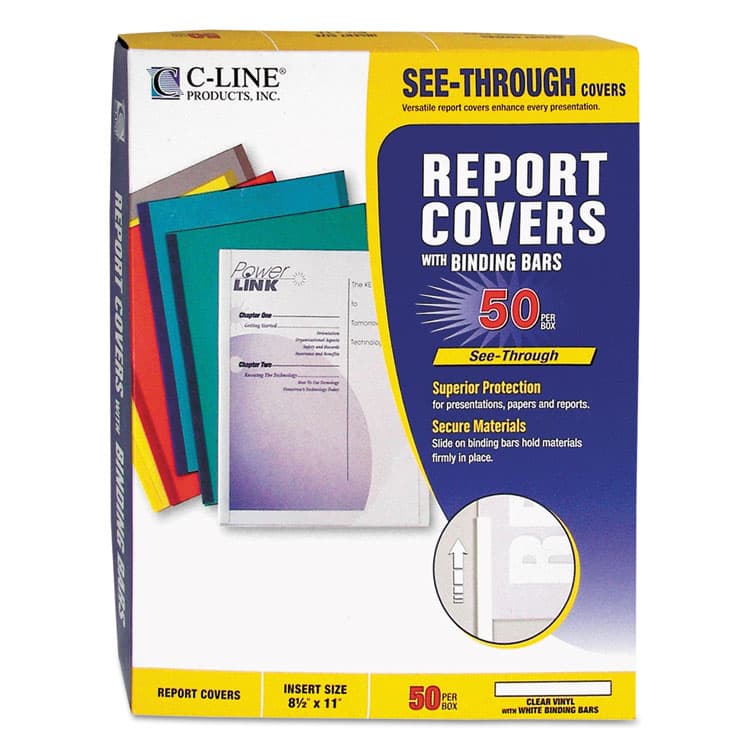 C-LINE PRODUCTS, Vinyl Report Covers, 0.13" Capacity, 8.5 x 11, Clear/Clear, 50/Box (CLI32557) thumbnail 3
