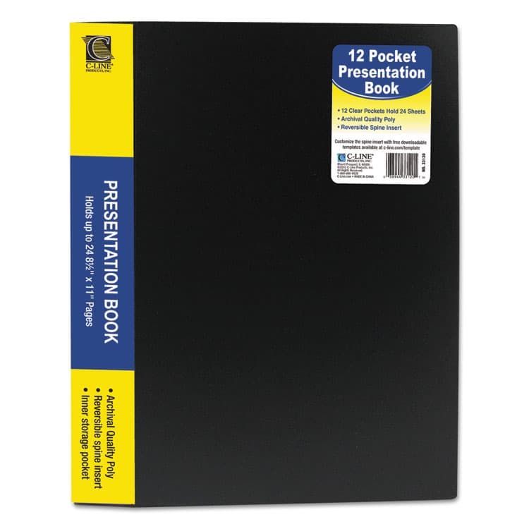 C-LINE PRODUCTS, Bound Sheet Protector Presentation Book, 12 Letter-Size Sleeves, Black (CLI33120) thumbnail 3