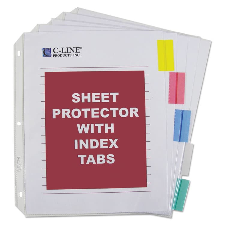 C-LINE PRODUCTS, Sheet Protectors with Five Assorted Index Tabs, Heavy-Duty, Side: 3-Hole Punched, Top Load 8.5 x 11 Insert, Clear, 5/Set (CLI05550) thumbnail 2