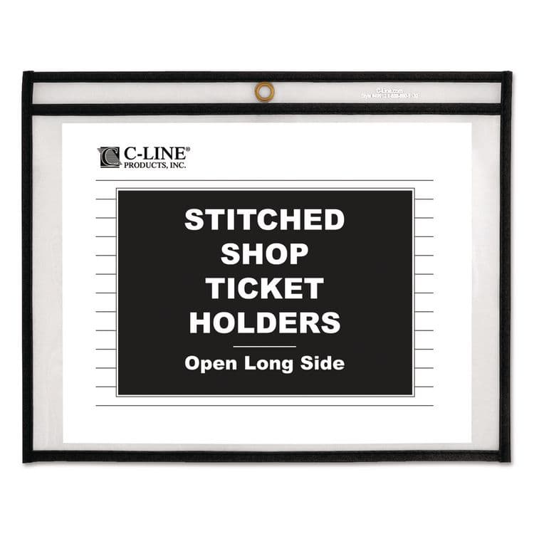 C-LINE PRODUCTS, Stitched Shop Ticket Holders, Super Heavy-Duty, Top Load 11 x 8.5 Insert, Clear Front, Black Border, 25/Box (CLI49911) thumbnail 2
