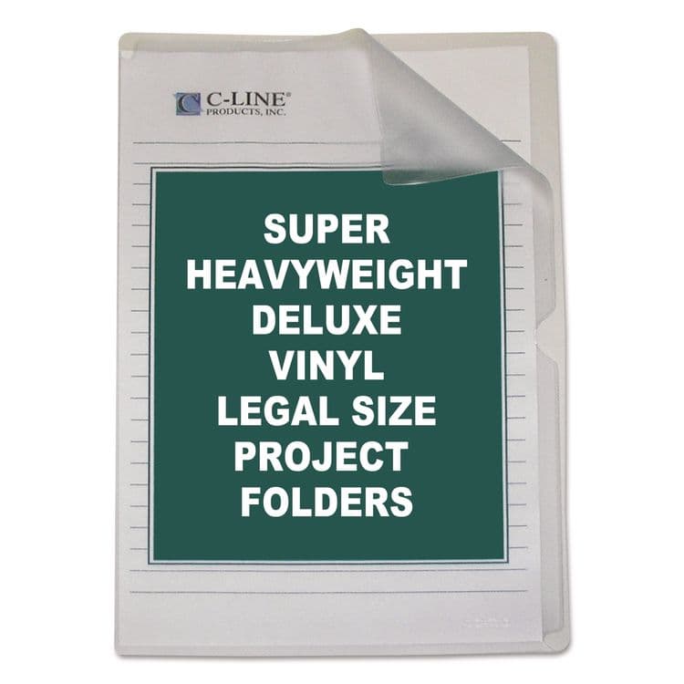 C-LINE PRODUCTS, Deluxe Vinyl Project Folders, Legal Size, Clear, 50/Box (CLI62139)