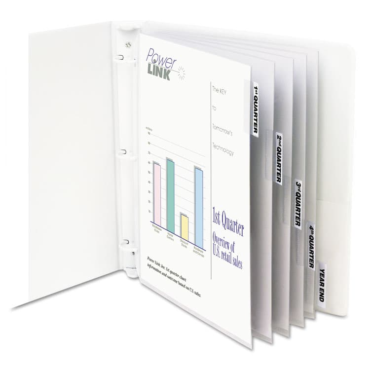 C-LINE PRODUCTS, Sheet Protectors with Five Clear Index Tabs, Heavy-Duty, Side: 3-Hole Punched, Top Load 8.5 x 11 Insert, Clear, 5/Set (CLI05557)