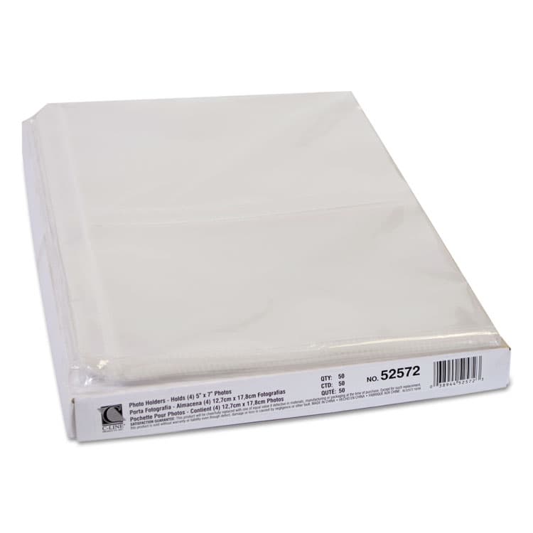 C-LINE PRODUCTS, Clear Photo Pages for Four 5 x 7 Photos, 3-Hole Punched, 11.25 x 8.13, 50/Box (CLI52572) thumbnail 3