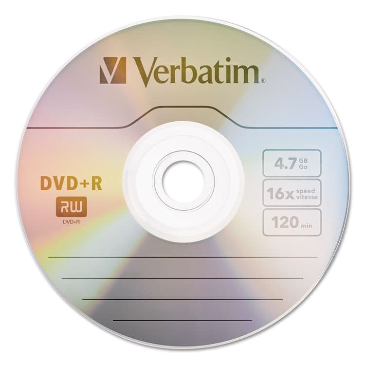 VERBATIM CORPORATION DVD+R Recordable Disc, 4.7 GB, 16x, Spindle, Silver, 100/Pack (VER95098) thumbnail 2