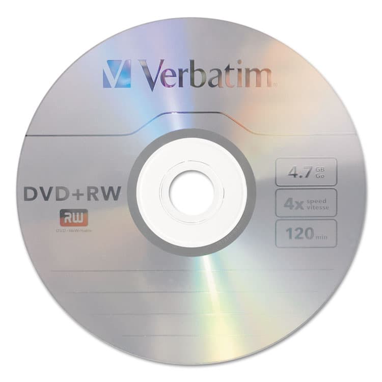 VERBATIM CORPORATION DVD+RW Rewritable Disc, 4.7 GB, 4x, Spindle, Silver, 30/Pack (VER94834) thumbnail 2