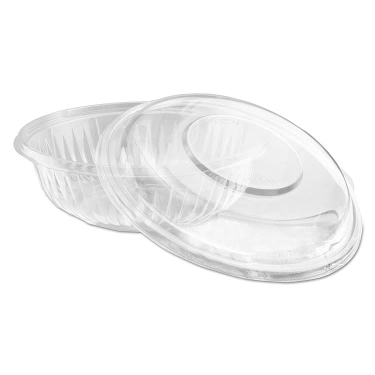 DART PresentaBowls Bowl/Lid Combo-Paks, 24 oz, 7.25" Diameter x 2.38" h, Clear, Plastic, 63/Pack, 2 Pack/Carton (DCCPET24BCD)