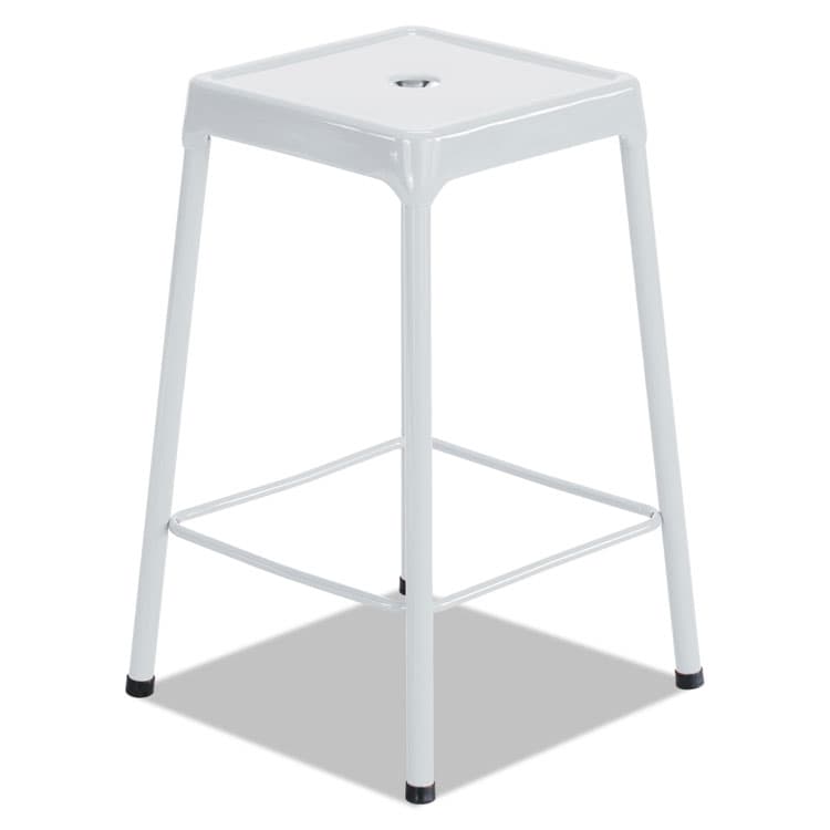 SAFCO PRODUCTS Counter-Height Steel Stool, Backless, Supports Up to 250 lb, 25" Seat Height, White (SAF6605WH)
