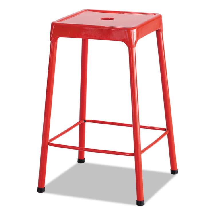 SAFCO PRODUCTS Counter-Height Steel Stool, Backless, Supports Up to 250 lb, 25" Seat Height, Red (SAF6605RD)