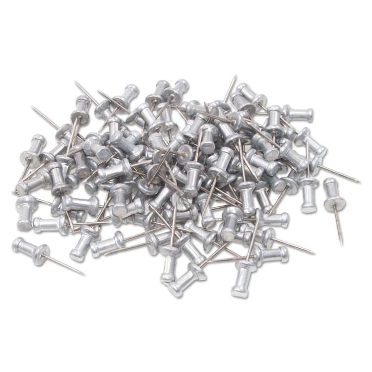 ADVANTUS CORPORATION Aluminum Head Push Pins, Aluminum, Silver, 0.63", 100/Box (GEMCPAL5) thumbnail 2