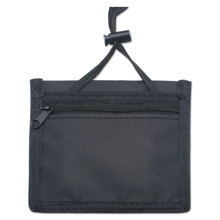 ADVANTUS CORPORATION ID Badge Holders with Convention Neck Pouch, Horizontal, Black/Clear 5" x 4.25" Holder, 2.75" x 4" Insert, 48" Cord, 12/Pack (AVT75452) thumbnail 2