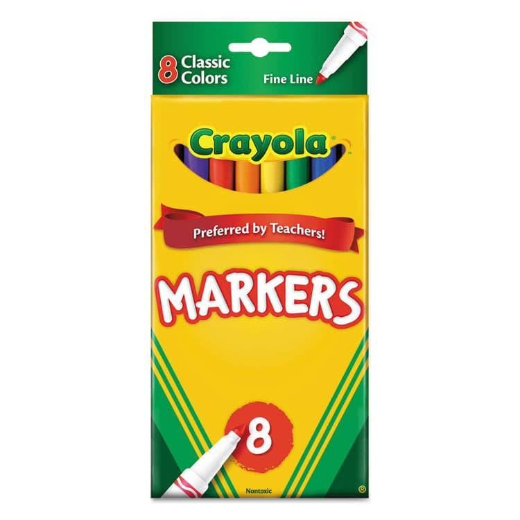 BINNEY & SMITH / CRAYOLA Non-Washable Marker, Fine Bullet Tip, Assorted Classic Colors, 8/Pack (CYO587709)