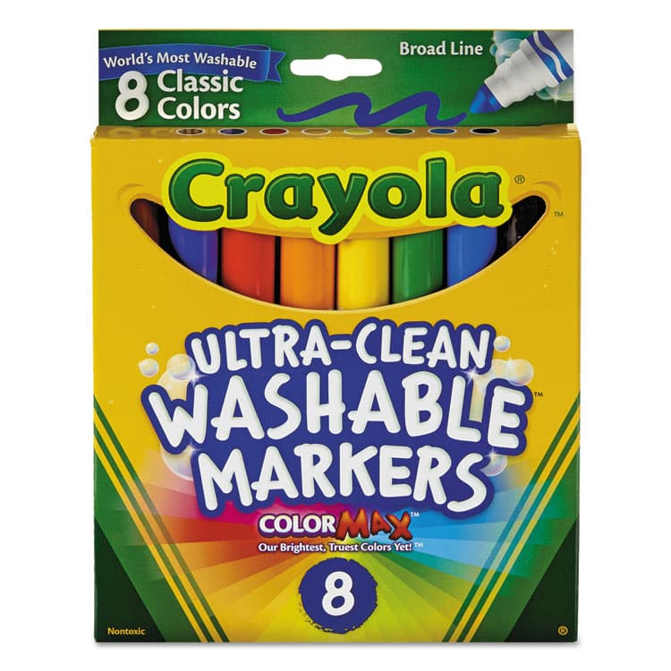 BINNEY & SMITH / CRAYOLA Ultra-Clean Washable Markers, Broad Bullet Tip, Assorted Colors, 8/Pack (CYO587808)