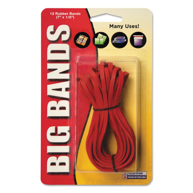ALLIANCE RUBBER Big Bands Rubber Bands, Size 117B, 0.06" Gauge, Red, 12/Pack (ALL00700)
