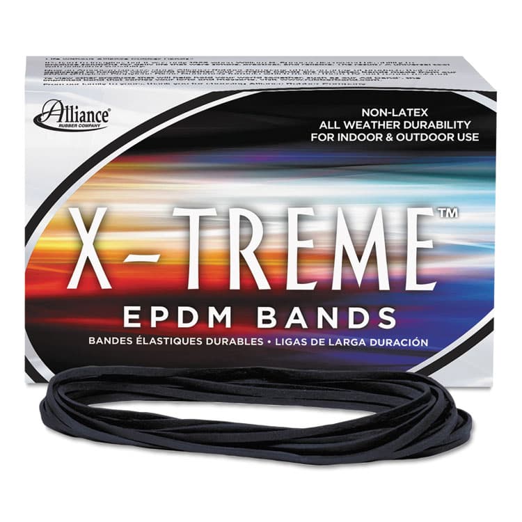 ALLIANCE RUBBER X-Treme Rubber Bands, Size 117B, 0.08" Gauge, Black, 1 lb Box, 200/Box (ALL02004)