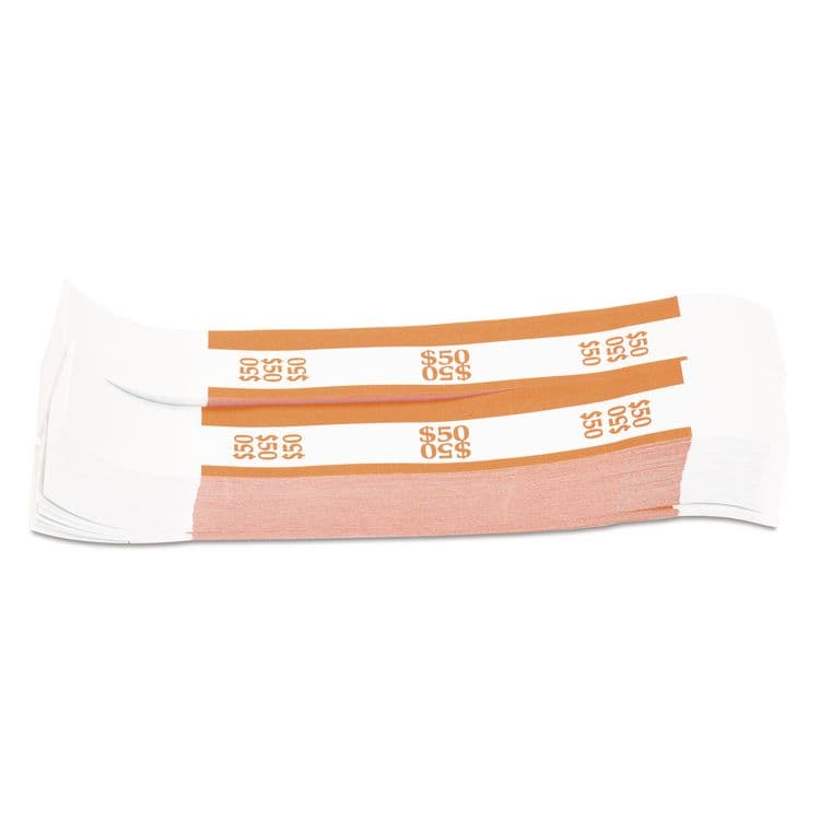 PAP-R PRODUCTS Currency Straps, Self-Adhesive, Ones, $50 Strap, Orange/White, 1,000/Pack (CTX400050)
