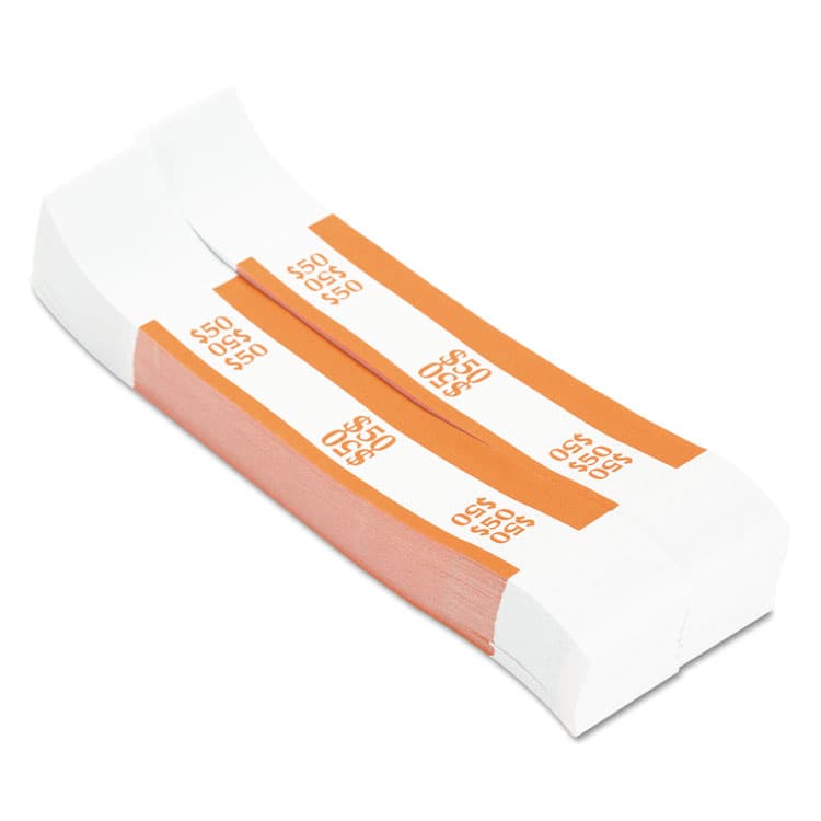 PAP-R PRODUCTS Currency Straps, Self-Adhesive, Ones, $50 Strap, Orange/White, 1,000/Pack (CTX400050) thumbnail 3